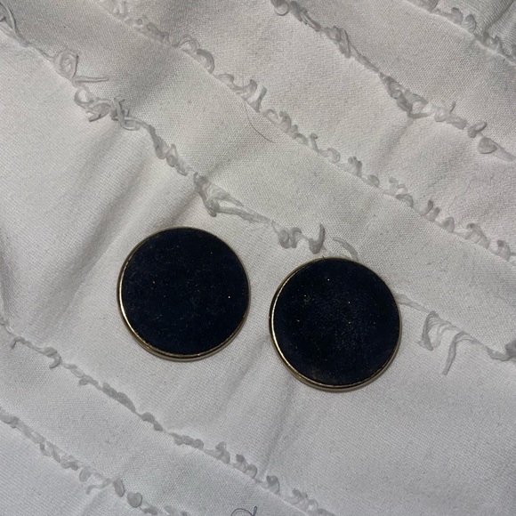 Vintage Gold and Black Velvet Earrings- Clip On - Picture 1 of 3